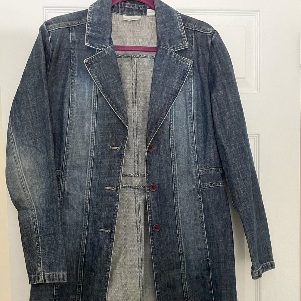 Halogen Denim Jacket Trench Coat